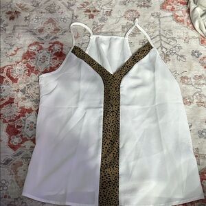 Leopard Accent White Cami Top